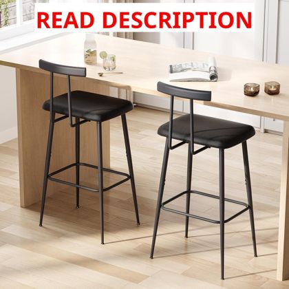 Black Bar Stool Set of 2 Tall Black Stools