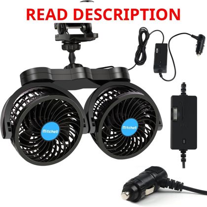 Mitchell 12V Car Fan 4" Dual Head Clip 360