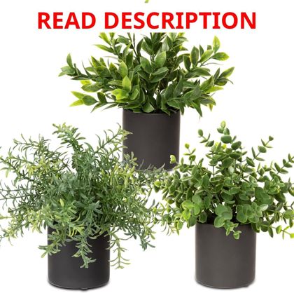 3 Pack Small Fake Plants with Ceramic Pots