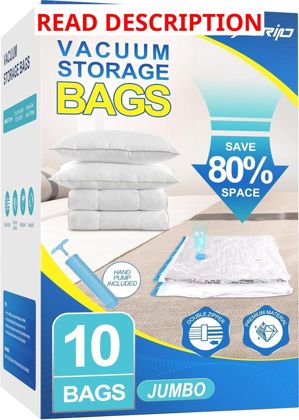 Fygrip Vacuum Storage Bags with Pump 10 Jumbo
