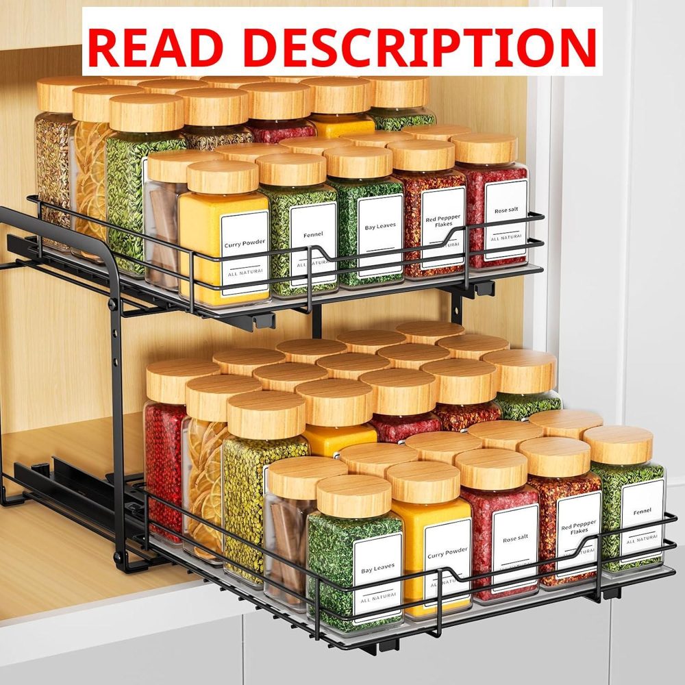 RCHYFEED 2-Tier Pull-Out Spice Rack Organizer