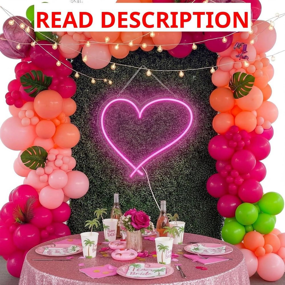 Woanger Pink Heart Neon Light Sign USB LED
