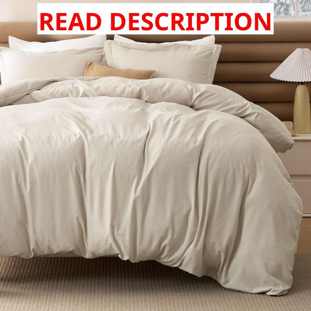 Bedsure Beige Comforter Cover Queen Set