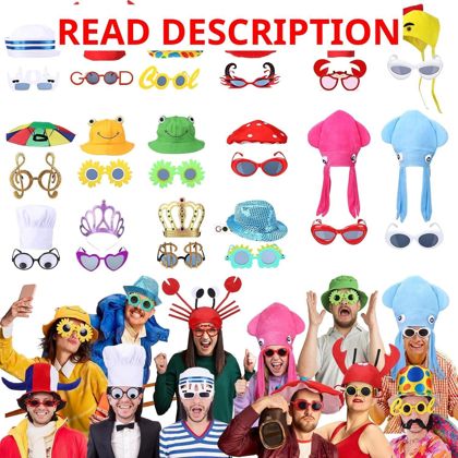 Chicingyou 32 Pcs Funny Hats & Glasses Set