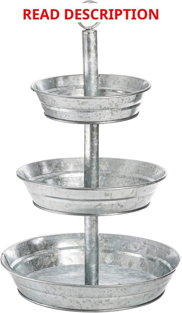 Okllen 3-Tier Tray Galvanized Cupcake Stand