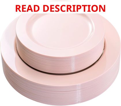 FLOWERCAT Pink Plates 60pcs   Disposable