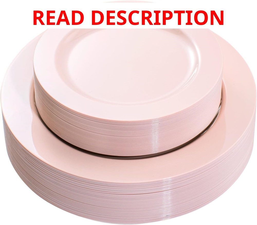 FLOWERCAT Pink Plates 60pcs Disposable