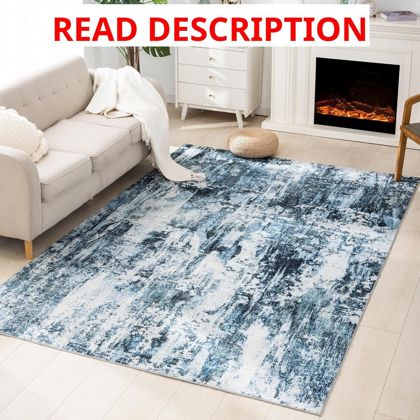 Carvapet Washable 8x10 Dark Blue Boho Rug