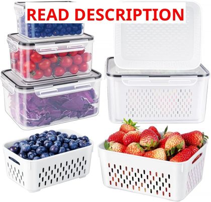 Fruit Storage Containers with Colander 4 Pcs