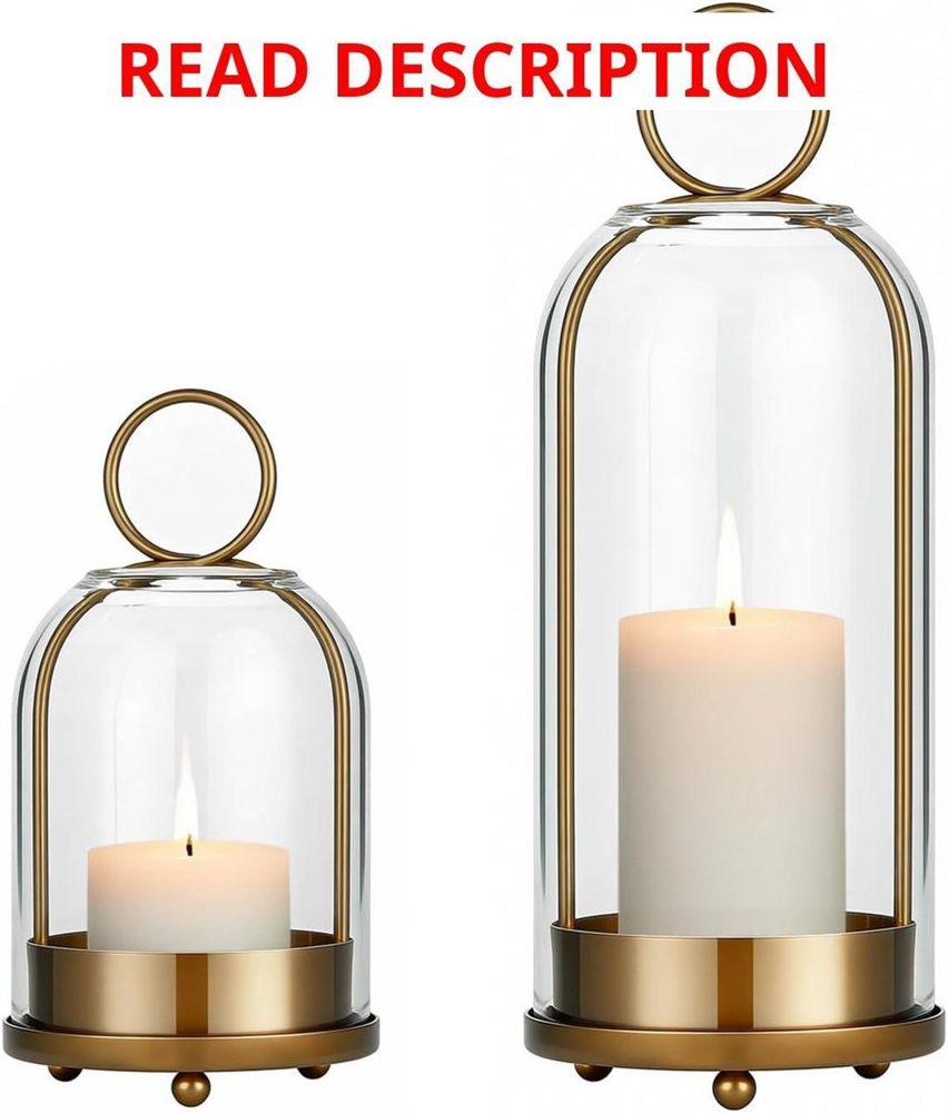 Brass Hurricane Glass Candle Holders Hanging