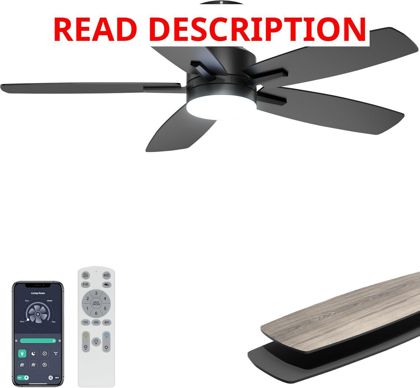 Ohniyou 42" Low Profile Ceiling Fan Black