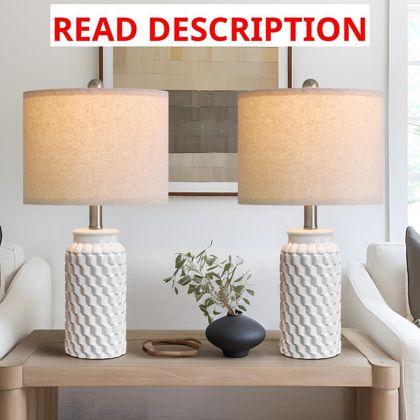 USumkky 20.5" White Ceramic Bedside Lamps (2)