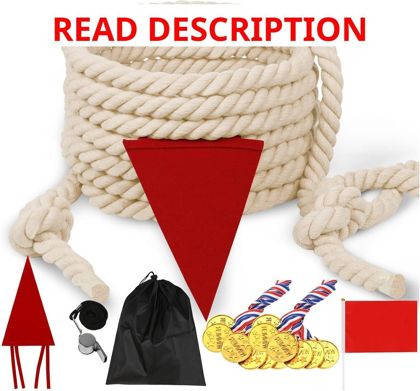 25ft Tug of War Rope Set with Flags for Games