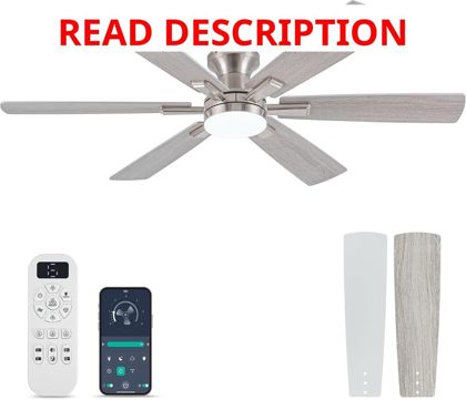 Brushed Nickel Ceiling Fan with Remote 52"