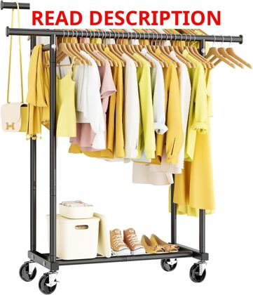 HYSEYY Double Rods Clothes Rack Wardrobe