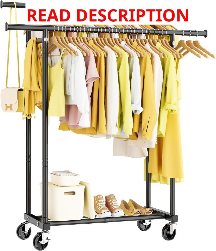 HYSEYY Double Rods Clothes Rack Wardrobe