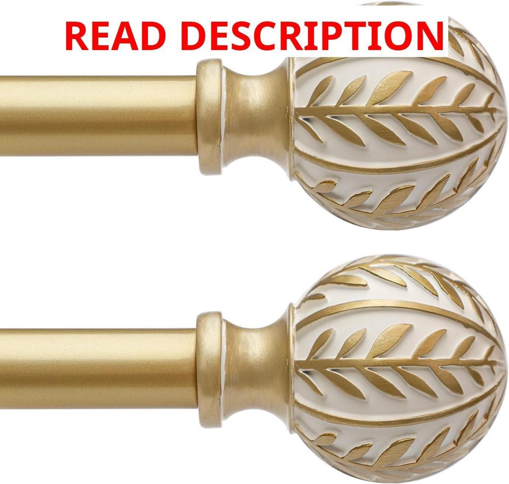 QDWIS 2 Pack Gold Curtain Rods 48-84"
