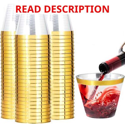 Gold Plastic Cups 9 Oz 200 Pack Gold Rimmed