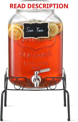 2 Gallon Glass Beverage Dispenser with Stand