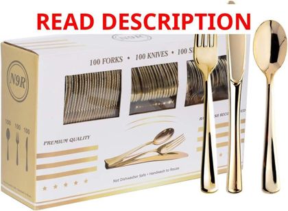 300PCS Gold Plastic Silverware Disposable