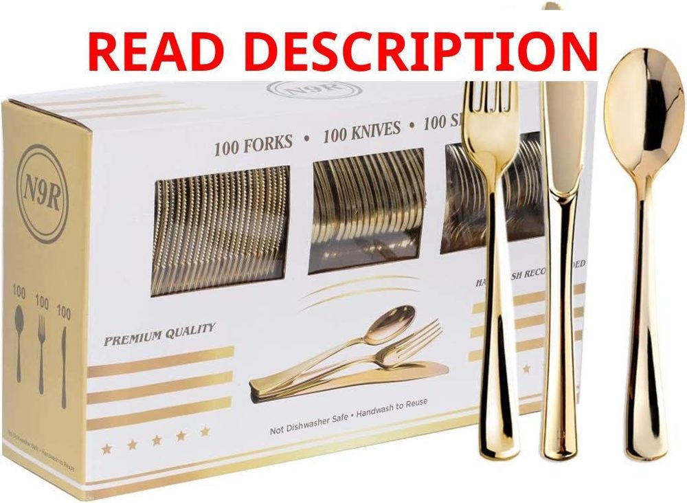 300PCS Gold Plastic Silverware Disposable