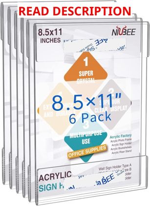 MaxGear 8.5x11 Acrylic Sign Holder Wall Mount
