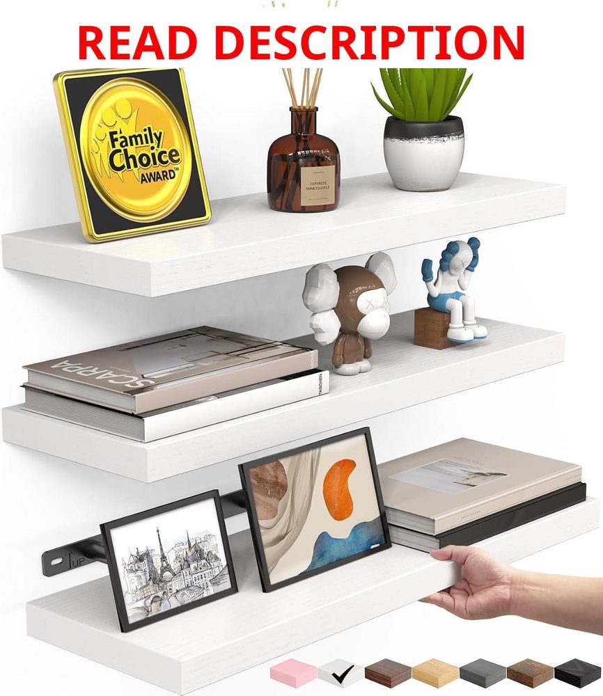 BAYKA White Floating Shelves 15.7in Set of 3