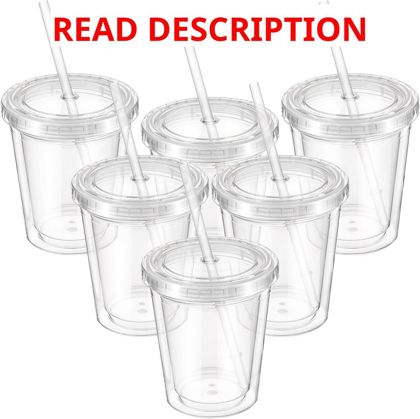 6 Pcs Clear Tumbler Set with Lid & Straw