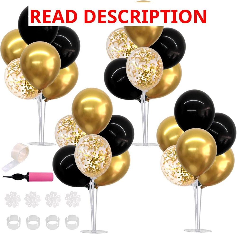 TONIFUL 4-Set Black Gold Balloon Stand