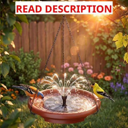AISITIN 15" Hanging Bird Bath Solar Fountain