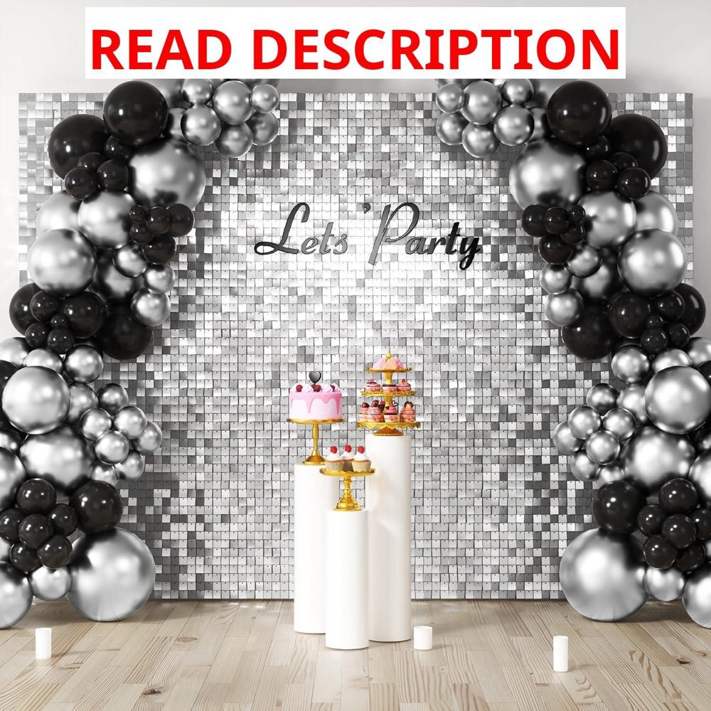 LiteGrid Shimmer Wall Backdrop - 48Pcs Silver