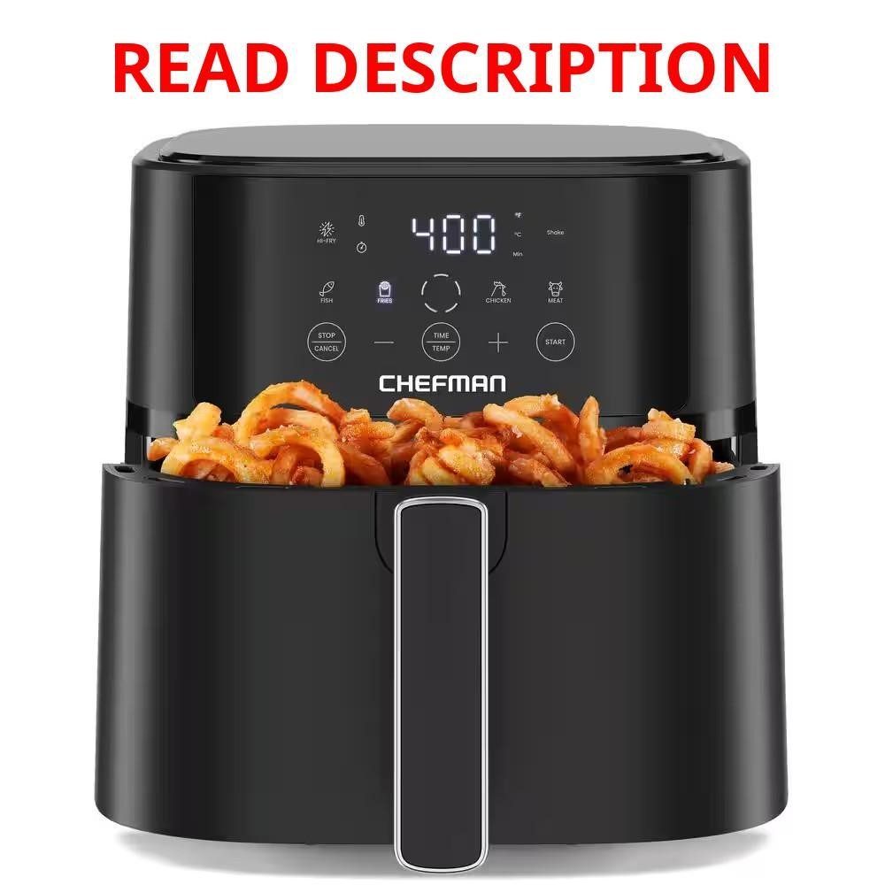 6 Qt. Black Air Fryer with Hi-Fry Function