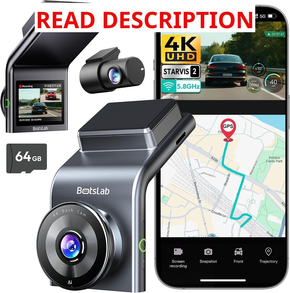 BOTSLAB G300H Plus 4K Dash Cam 64GB