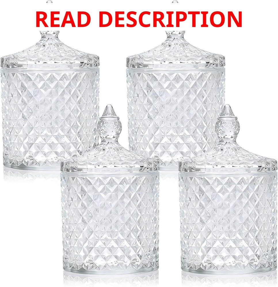Crystal Glass Apothecary Jars with Lids (4)