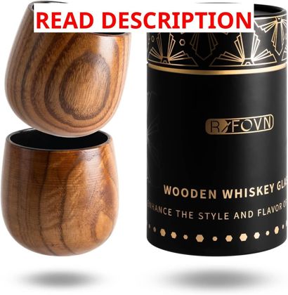 Wooden Whiskey Glasses 10 oz 2 Pack