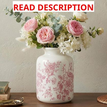 Pink Vintage Floral Vase - Chinoiserie Decor