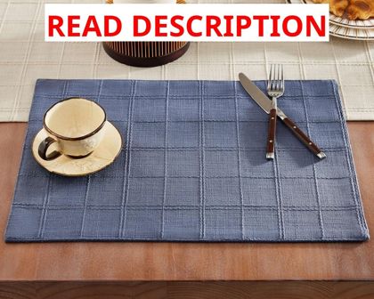 Linen Checked 6-Pack Placemats 13x19 Set