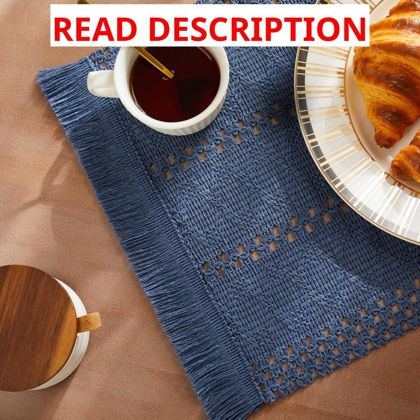 Macrame Boho Placemats Set (6) 12x20