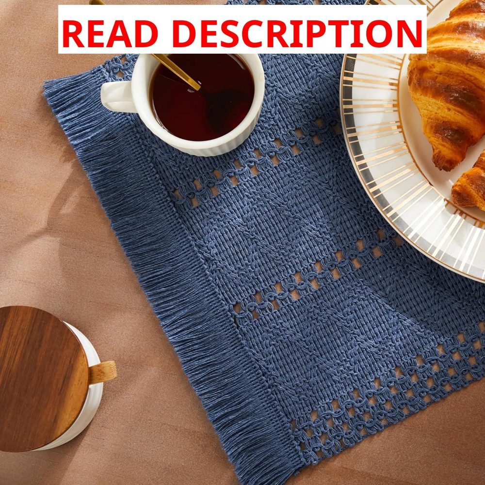 Macrame Boho Placemats Set (6) 12x20