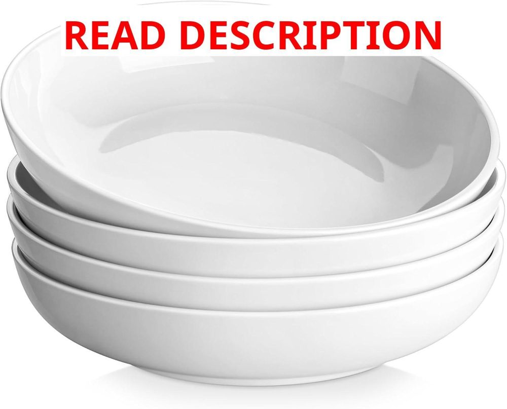MALACASA 10" Large Pasta Bowls Set of 4
