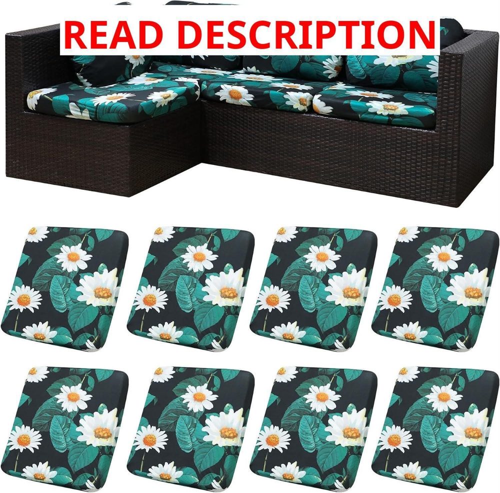 8Pcs Patio Cushion Covers Stretch Covers