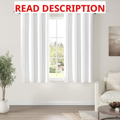 ChrisDowa White Blackout Curtains 63" 2 Panels