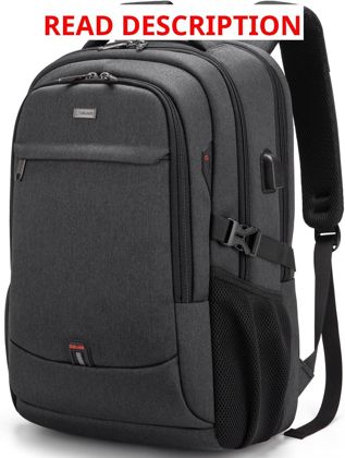 DUSLANG 17-In Laptop Backpack USB Port Black