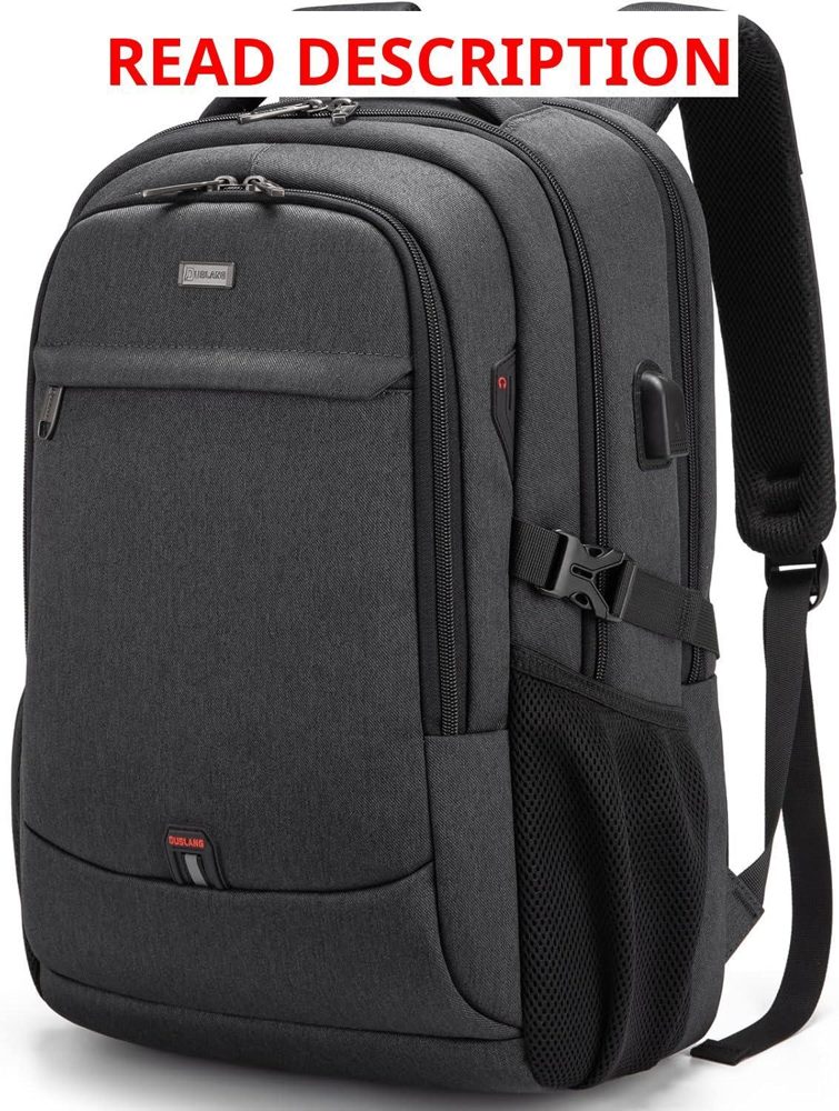 DUSLANG 17-In Laptop Backpack USB Port Black