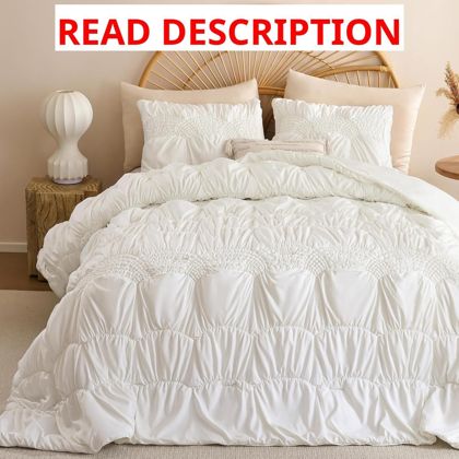 AIKASY Queen Quilt Set Cream/White - 3P