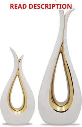 White Ceramic Vases Set of 2 Nordic Modern