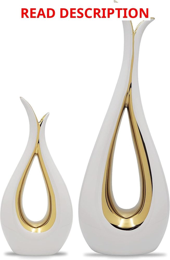 White Ceramic Vases Set of 2 Nordic Modern