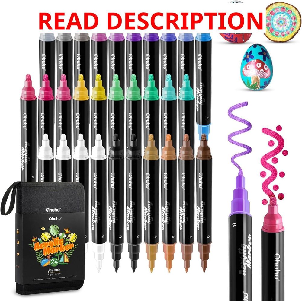 Ohuhu Acrylic Markers 24 Metallic Colors