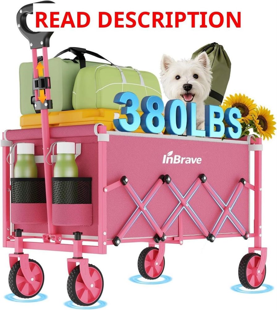 PINK Collapsible Wagon Cart with All-Terrain...