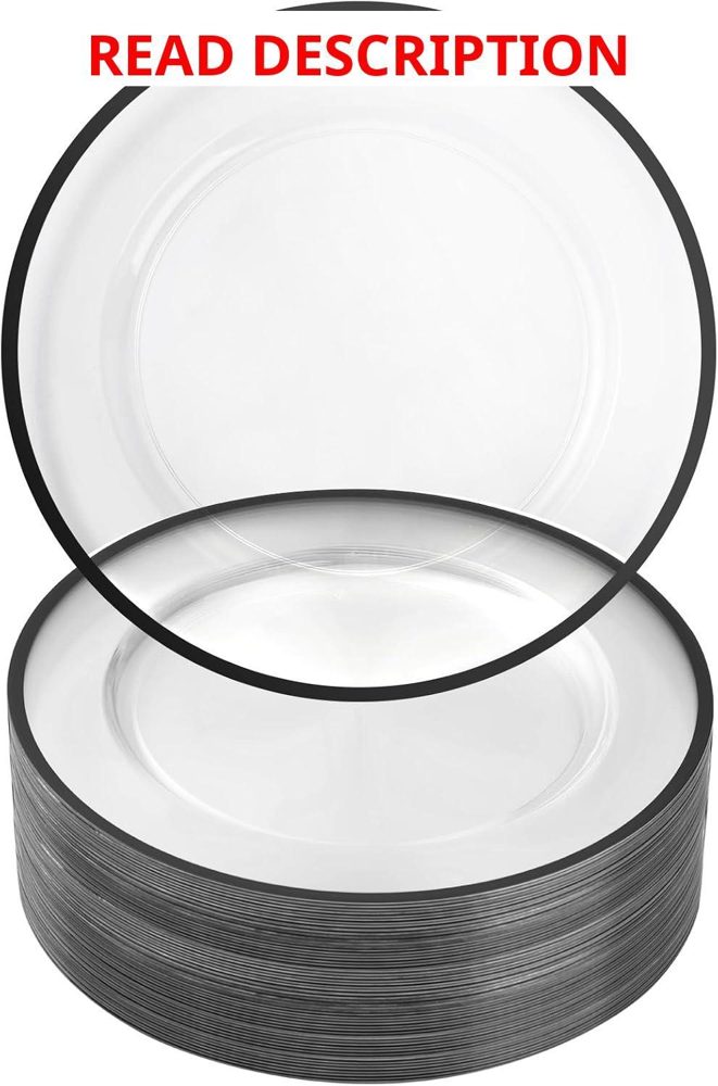 Clear Charger Plates with Black Rim (12" 50)